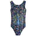 Personalized Watercolor Peacock Kids  Cut-Out Back One Piece Swimsuit View1