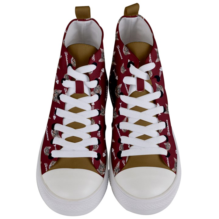 Personalized Photo Many Face Head Pet Name Women s Mid-Top Canvas Sneakers