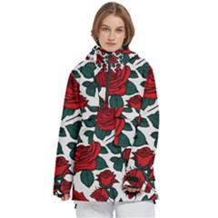 Roses Women s Pullover Zip Ski And Snowboard Waterproof Breathable Jacket