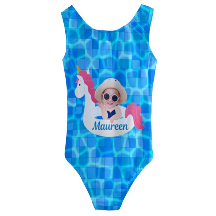 Personalized Any Text Face Cut Unicorn Swim ring Kids  Cut-Out Back One Piece Swimsuit