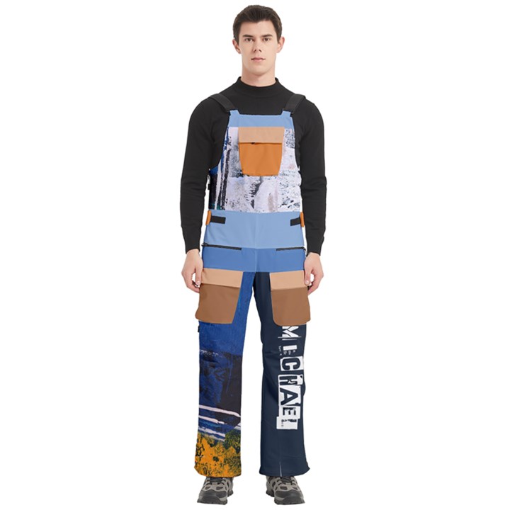 Custom Mix Color Any Text Name Men s Side Zip Front Pouch Ski And Snowboard Bib Pants	