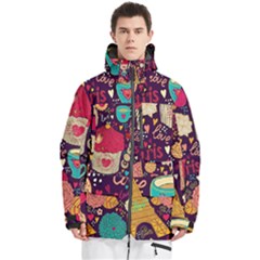 Collage Worx Black Collage Cupcake Eifel Tower Fireworks Paris Men s Multi Pockets Zip Ski And Snowboard Waterproof Breathable Jacket