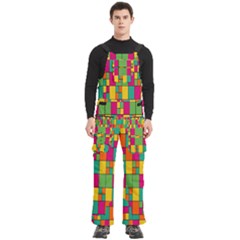 Abstract-background Men s Side Zip Front Pouch Ski And Snowboard Bib Pants	