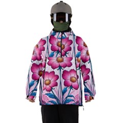 Fantasy Pink Flowers Stained Glass Men s Ski And Snowboard Waterproof Breathable Jacket