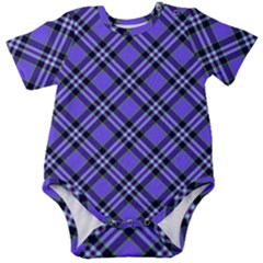 Blue Tartan Plaid 1 Diagonal Baby Short Sleeve Bodysuit