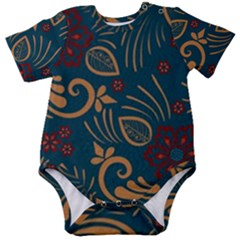 Flowers Floral Retro Flower Texture Baby Short Sleeve Bodysuit