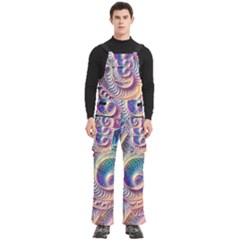 Abstract Fractal Art Swirl Pattern Men s Side Zip Front Pouch Ski And Snowboard Bib Pants	