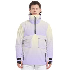 Cream Yellow To Pale Violet Linear Gradient Men s Pullover Zip Ski And Snowboard Waterproof Breathable Jacket