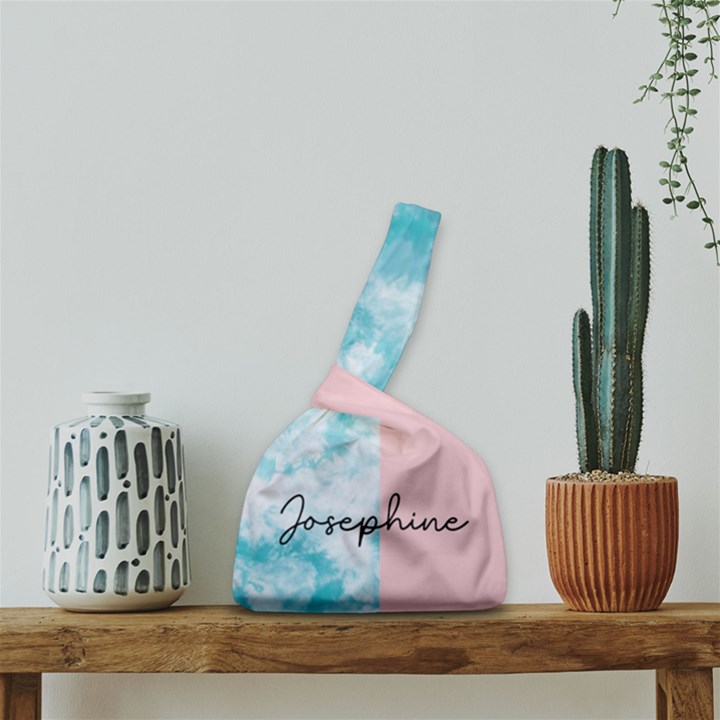 Personalized Any Text Tie-dye Style Japanese Wrist Knot Bag