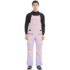 Pale Violet To Pale Pink Bilinear Gradient Men s Side Zip Front Pouch Ski And Snowboard Bib Pants	