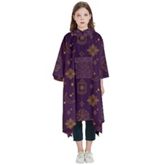 Moon Stars Pattern Kids  Hooded Rain Ponchos