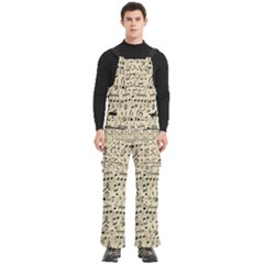 Music Melody Notes Sheet Music Men s Side Zip Front Pouch Ski And Snowboard Bib Pants	