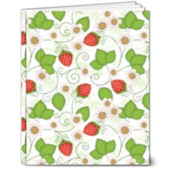 Strawberry Fruit Pattern Leaves 8  X 10  Hardcover Notebook