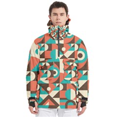 Retro Colorful Background, Retro Abstraction Men s Pullover Zip Ski And Snowboard Waterproof Breathable Jacket
