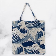 Japanese Wave Pattern Grocery Tote Bag
