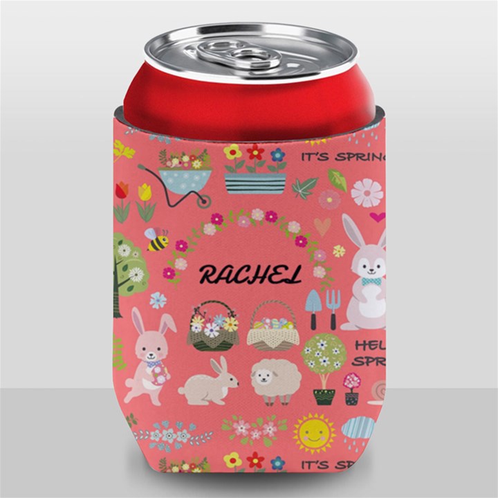 Personalized Spring Easter Floral Initial Name Can Cooler