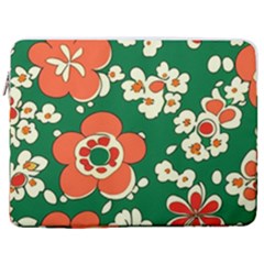 Mid Century Retro Floral 1970s 1960s Pattern 94 17  Vertical Laptop Sleeve Case With Pocket