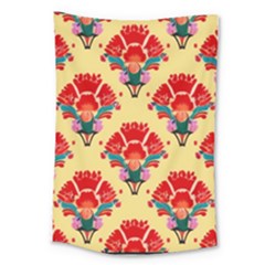 Retro 40s 50s Mexico Flowers Pattern 4 Large Tapestry