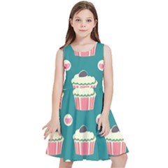 Retro 40s 50s Cupcake Pattern 2 Kids  Skater Dress