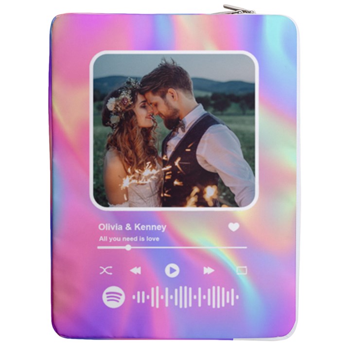 Personalized Name Photo Player Interface 17  Vertical Laptop Sleeve Case With Pocket