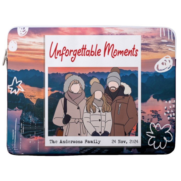 Personalized Trip Photo Illustration Name Laptop Sleeve Case with Pocket 17  Vertical Laptop Sleeve Case With Pocket