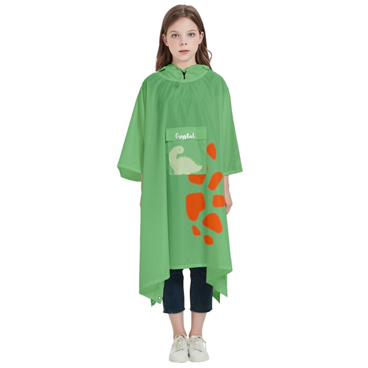 Personalized Name Dinosaur Kids  Hooded Rain Ponchos