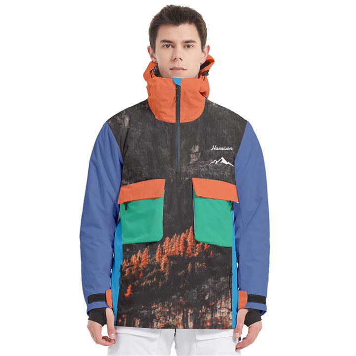 Custom Mix Pattern Logo Any Text Name Men s Pullover Zip Ski and Snowboard Waterproof Breathable Jacket