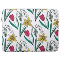 Flowers Bloom Pattern Spring 17  Vertical Laptop Sleeve Case With Pocket