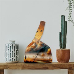 Nature Storm Painting Japanese Wrist Knot Bag