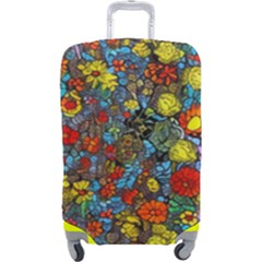 Mid Century Retro Floral 1970s 1960s Pattern 56 Luggage Cover (large)