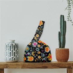 Mid Century Retro Floral 1970s 1960s Pattern 57 Japanese Wrist Knot Bag