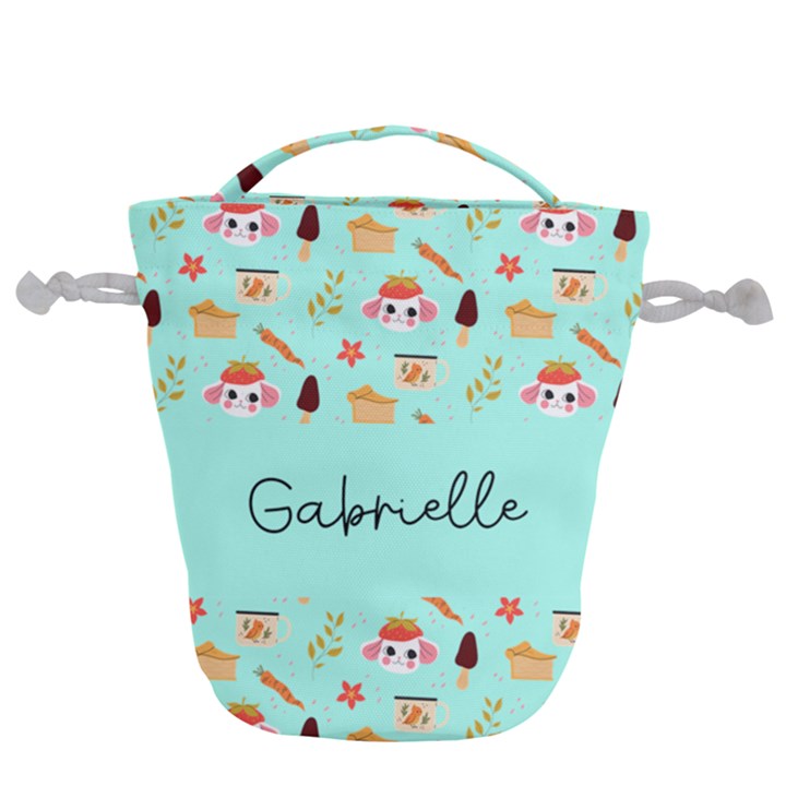 Custom Initial Name Rabbit Drawstring Bucket Bag