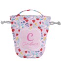 Custom Initial Name strawberry Drawstring Bucket Bag View1