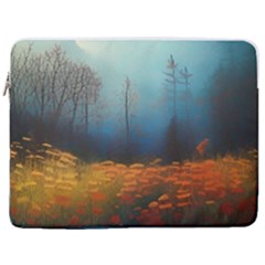 Wildflowers Field Outdoors Clouds Trees Cover Art Storm Mysterious Dream Landscape 17  Vertical Laptop Sleeve Case With Pocket