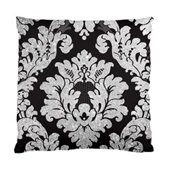 Diamond Bling Glitter On Damask Black Single-sided Cushion Case