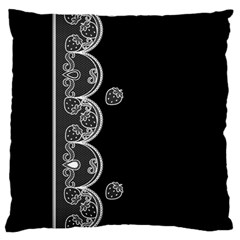 Strawberry Lace White With Black Large Cushion Case (one Side)