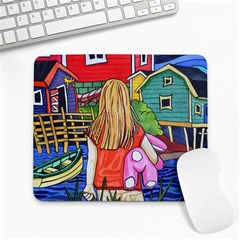 Blue Door And Stuffed Bunny Large Mouse Pad (rectangle)