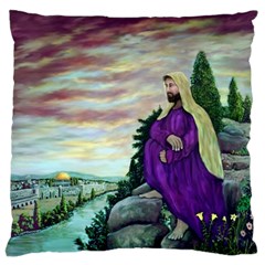Jesus Overlooking Jerusalem - Ave Hurley - Artrave - Large Cushion Case (two Sided) 