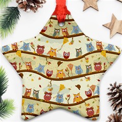 Autumn Owls Star Ornament