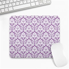 White On Lilac Damask Large Mouse Pad (rectangle)