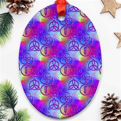 Rainbow Led Zeppelin Symbols Ornament (oval)