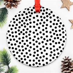 Black Polka Dots Round Ornament