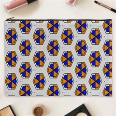 Orange Blue Honeycomb Pattern Cosmetic Bag (xxxl)