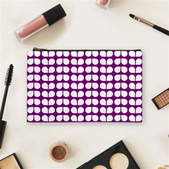 Purple And White Leaf Pattern Cosmetic Bag (medium) 