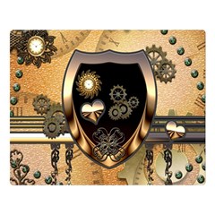 Steampunk, Shield With Hearts Double Sided Flano Blanket (large) 