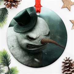 Snowmenornament Round Ornament (two Sides)