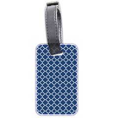 Navy Blue Quatrefoil Pattern Luggage Tag (two Sides)