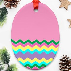 Easter Chevron Pattern Stripes Ornament (oval)