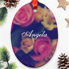 Vintage Monogram Flower Oval Ornament (two Sides)