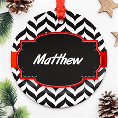 Pattern Black 1 Round Ornament (two Sides)